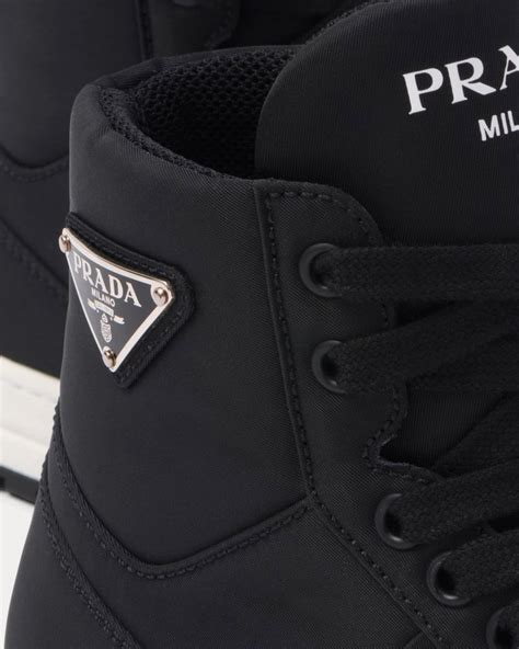 prada high top sneakers black|Prada gabardine high top sneakers.